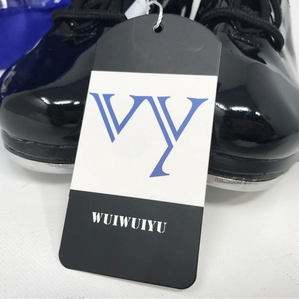 WUIWUIYU Lace Up Tap Dancing Shoes, Unisex Kid's Size 12(B)28  - Black - Picture 9 of 10